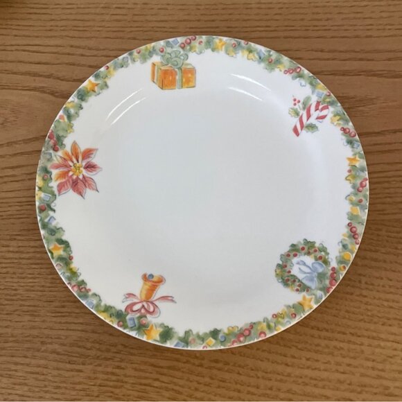 Corelle Corning Christmas Joy Salad Dessert Appetizer Plate 7.5 in 1990s Set 4 - Picture 2 of 8